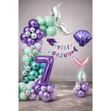 Patladı Gitti Deniz Kızı Temalı 7 Yaş Doğum Günü Balon Süsleme Seti – Mor Lila Parti Dekorasyon Seti