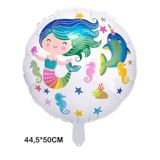 Patladı Gitti Deniz Kizi Temali Folyo Balon (Yuvarlak Balon Deniz Kızı)