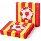 Patladı Gitti Futbol Temalı Sarı-Kırmızı Çizgili Kağıt Peçete 33X33 cm – 20’li Parti Peçetesi - Renkli - Peçete SK