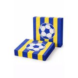 Patladı Gitti Futbol Temalı Sarı-Lacivert Çizgili Kağıt Peçete 33x33 cm – 20’li Parti Peçetesi