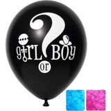 Patladı Gitti Girl Or Boy Cinsiyet Belirleme Balonu 24 Inç – Siyah Baskılı Mavi ve Pembe Konfetili Gender Reveal Balonu - Renkli