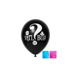 Patladı Gitti Girl or Boy Cinsiyet Belirleme Balonu 24 inç – Siyah Baskılı Mavi ve Pembe Konfetili Gender Reveal Balonu