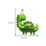 Patladı Gitti Happy Birthday Baskılı Yeşil Dinazor Folyo Balon