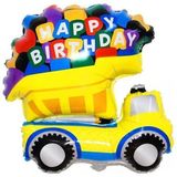 Patladı Gitti Happy Birthday Kamyon Folyo Balon 80 cm Inşaat Temalı Parti Malzemesi - Renkli - HBKamyon