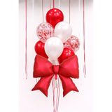 Patladı Gitti Kırmızı Fiyonk Folyo Balon Seti – Kırmızı & Beyaz Konfetili Balonlu