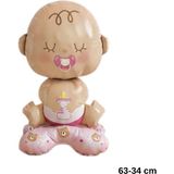 Patladı Gitti Kız Bebek Folyo Balon – Sevimli Emzikli Baby Shower & Cinsiyet Partisi Balonu - Pembe
