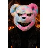 Patladı Gitti Korkunç Peluş Ayı Maskesi – Pembe Mavi Halloween Cadılar Bayramı Kostüm Maskesi