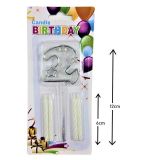 Patladı Gitti Mika Şeffaf 2 Rakam Gümüş Mum Set