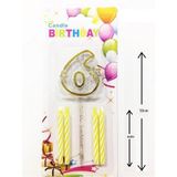 Patladı Gitti Mika Şeffaf 6 Rakam Gold Mum Set