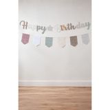 Patladı Gitti Pastel Bohem Happy Birthday Banner Seti – Ekose Flama Süslü Doğum Günü Dekorasyonu