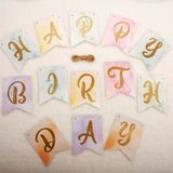 Patladı Gitti Renkli Happy Birthday Gold Mini Banner 1 Adet Asma İpi ile Parti Kutlama Malzemeleri