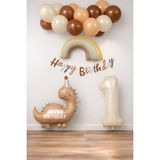 Patladı Gitti Retro 1 Yaş Dinazor Konsept Doğum Günü Seti 1 Adet Rakam Foylo Balon ve 15 Adet Lateks Balon