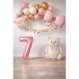 Patladı Gitti Retro 7 Yaş Ayıcık Tempalı Kız Bebek Konset Doğum Günü Seti - Pembe - Gold