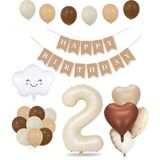 Patladı Gitti Retro Doğum Günü Seti; Krem Rakam Folyo, Banner, Kalp Folyo ve Lateks Balon - Renkli - 2