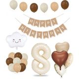 Patladı Gitti Retro Doğum Günü Seti; Krem Rakam Folyo, Banner, Kalp Folyo ve Lateks Balon - Renkli - 8