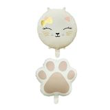 Patladı Gitti Retro Krem Renkli Kedi ve Pati Folyo Balon Set