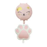 Patladı Gitti Retro Pembe Renkli Kedi ve Pati Folyo Balon Set