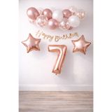 Patladı Gitti Rose Gold Konsept 7 Yaş Doğum Günü Kutlama Seti; Beyaz Gold Konfetili Balon, Rakam Yıldız Folyo ve B