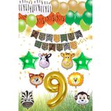 Patladı Gitti Safari Konsepti 9 Yaş Rakam Yıldız Folyo Banner ve Balon Zinciri Doğum Günü Parti Kutlama Seti
