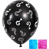 Patladı Gitti Siyah Soru Işaretli Cinsiyet Belirleme Balonu 24 Inç – Mavi ve Pembe Konfetili Gender Reveal Balonu - Renkli - Siyah Soru İşaretli