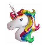 Patladı Gitti Unicorn Kafa Folyo Balon - Bebek Çocuk Parti Kutlama