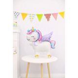 Patladı Gitti Unicorn Temalı Folyo Yürüyen Balon – Tekerlekli Sevimli Unicorn Balon 54X48,5 cm - Renkli