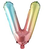Patladı Gitti V Harf Gökkuşağı Folyo BALON16 Inç 36 cm - Çok Renkli
