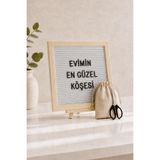 Patladı Gitti WoodArt Premium Letter Board Seti, İnci Beyazı Keçe Yüzeyli Doğal Çam Ahşap Yazı Panosu – Şövale Sta