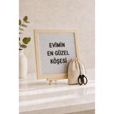 Patladı Gitti Woodart Premium Letter Board Seti, Inci Beyazı Keçe Yüzeyli Doğal Çam Ahşap Yazı Panosu – Şövale Standlı Dekoratif Set - Renkli