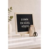 Patladı Gitti WoodArt Premium Letter Board Seti, Mat Gece Siyahı Keçe Yüzeyli Doğal Çam Ahşap Yazı Panosu – Şövale Standlı Dekoratif Set