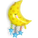 Patladı Gitti Yıldızlı Ay Folyo Balon 89 cm - Sarı - Mavi