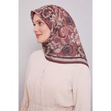 Patlıcan Moru Gül Desen Aura Eşarp