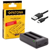 PATONA (1457) IS360X2B pil şarj cihazı - Insta 360 One X2 360° kamera ile uyumlu - USB Dual (USB-C ve Micro-USB girişi ile)