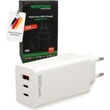 Patona 2647 100W GaN Type-C Hızlı Şarj Adaptörü | 3 Port PD 3.0 | MacBook, iPhone, Samsung, Tablet ve Laptop Uyumlu - Beyaz