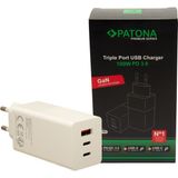 Patona Premium 100W Gan Macbook ve Laptop Şarj Adaptörü - Çoklu Hızlı Şarj (Pd 3.0 Type-C) - Beyaz