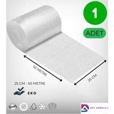 Patpat Balonlu Naylon 25 CM x 50 Metre 1 Adet Şeffaf Havalı Poşet Ambalaj - 25 CM-50 MT