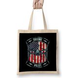 Patriotic Drone Pilot America Usa Droning Bez Çanta Uzun Saplı - Açık Bej - 40 X 40