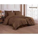 Patron Home Fermuarlı Çantalı Çift Kişilik %100 Pamuk Saten Lastikli Çarşaflı Nevresim Takımı - Kahverengi - 180 x 200 cm