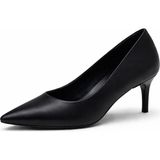 Patron Shoes Hakiki Deri Stiletto 6 cm Topuklu Zarif Sivri Burun Kadın Ayakkabı - Mat Siyah