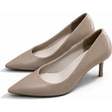 Patron Shoes Hakiki Deri Stiletto 6 cm Topuklu Zarif Sivri Burun Kadın Ayakkabı - Vizon