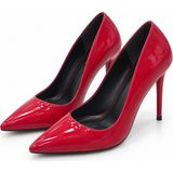 Patron Shoes Kadın Sivri Burun Ince Topuklu Rugan Stiletto Abiye Ayakkabı - Kırmızı