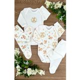 PATSAN 4'lü Bebek Body Pijama Takımı Seti ( 2 Çıtçıtlı Body 2 Patikli Pijama) Ayı Sincap