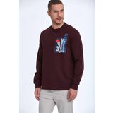 Pattern Bisiklet Yaka Erkek Sweatshirt Bordo