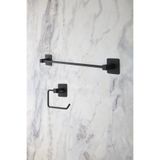 Patulya Aksesuar Siyah Kare Yapışkanlı Uzun Havluluk / Açık Tuvalet Kağıtlığı 2li Banyo Düzenleyici Seti