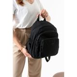 Paul Brand Kadın 3 Bölmeli Haif & Geniş Hacimli Suya Dayanıklı Klinkır Kumaş Günlük Sırt Çantası MAT1109 - Standart - Siyah