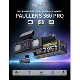 Paul Lens 360pro 4k Yapay Zekalı 4 Göz Araç Kamerası, Ön Arka Plaka Okuma Sağ Sol Balık Gözü Geniş Açılı, Gps Harita, Adas, 5g Wi-fi, Hız Göstergeli