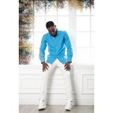 Paul Martin Slim Fit Gofre Kumaş Uzun Kol Erkek Yazlık Gömlek - Saks - 3XL