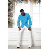 Paul Martin Slim Fit Gofre Kumaş Uzun Kol Erkek Yazlık Gömlek SAX MAVİSİ 3XL