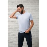 Paul Martin Slimfit Fit Bisiklet Yaka Rayon Kumaş Full Likralı T-Shirt - Buz Mavisi