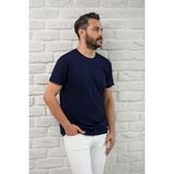Paul Martin Slimfit Fit Bisiklet Yaka Rayon Kumaş Full Likralı T-Shirt - Lacivert - 2XL